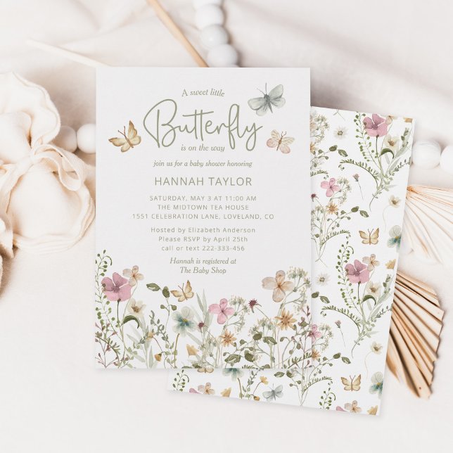 A Little Butterfly Girl Baby Shower Invitation (little butterfly baby shower invitation)