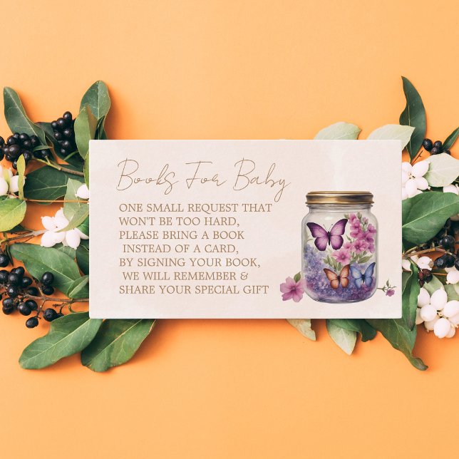 A little Butterfly in a jar floral baby shower Enclosure Card (Creator Uploaded)