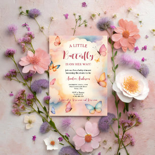 A Little Butterfly Is On Her Way Baby Shower Invitation