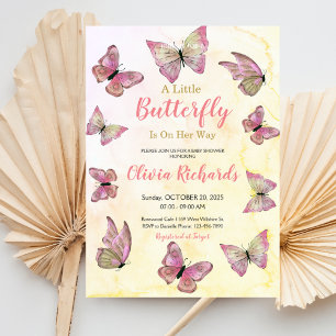 A Little Butterfly Is On Her Way Baby Shower Invitation
