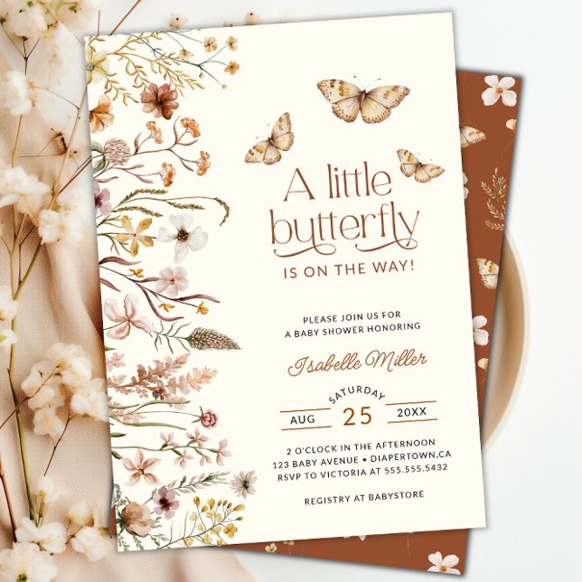 A Little Butterfly Is On Her Way Baby Shower Invitation (A Little Butterfly Is On Her Way Baby Shower Invitation)