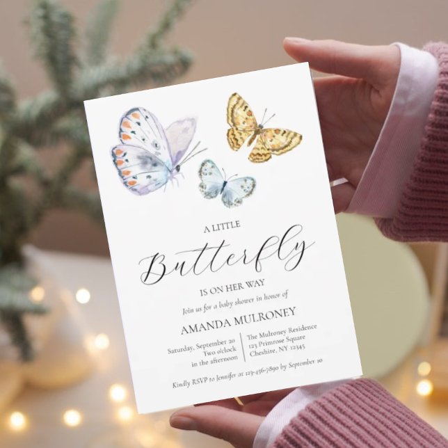 A Little Butterfly Is On Her Way Baby Shower Invitation (Creator Uploaded)