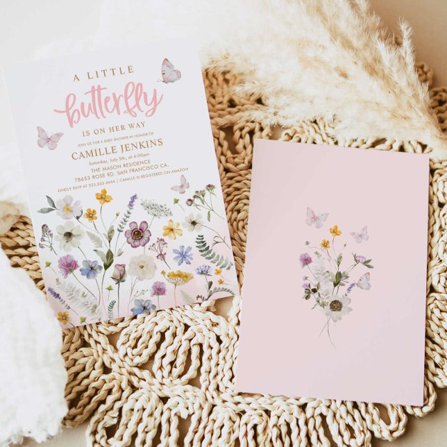 A Little Butterfly is on her way Baby Shower Invitation (A little butterfly is on her way girl baby shower invitation)