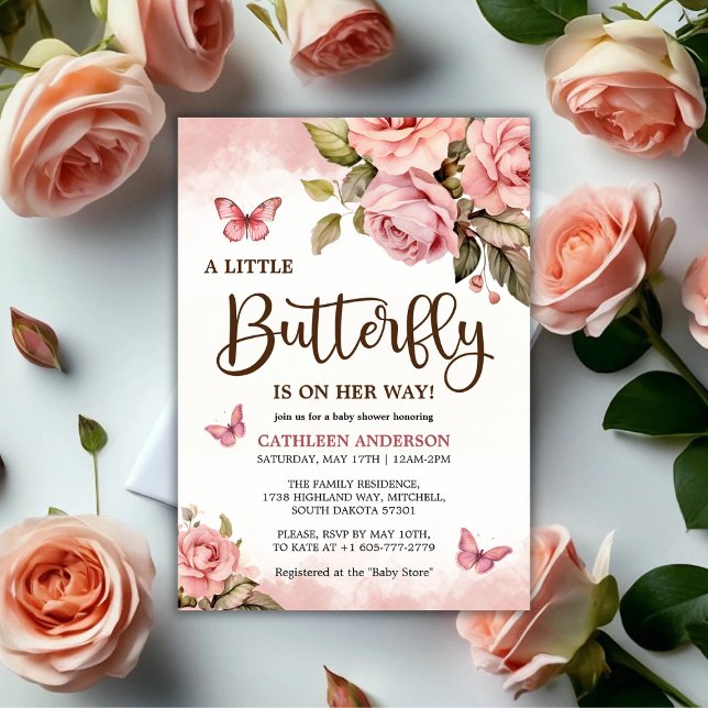 A Little Butterfly Is On Her Way Baby Shower Invitation (A Little Butterfly Is On Her Way Baby Shower Invitation)