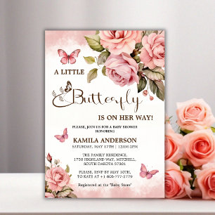 A Little Butterfly Is On Her Way Baby Shower Invitation