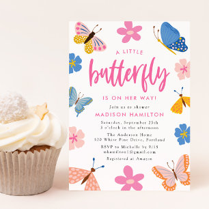 A Little Butterfly Is On Her Way Baby Shower Invitation