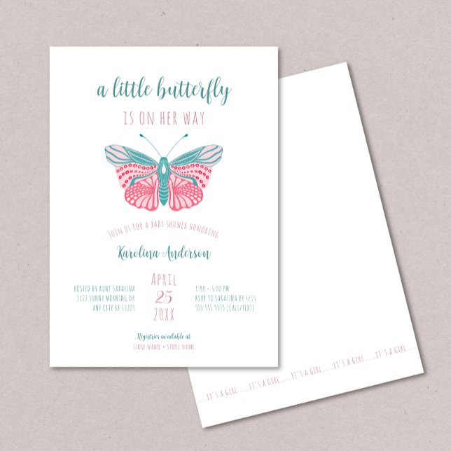 A little butterfly is on her way baby shower invitation (Creator Uploaded)