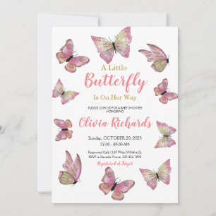 A Little Butterfly Is On Her Way Baby Shower Invitation