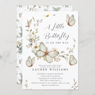 A Little Butterfly Is On Her Way Baby Shower Invitation