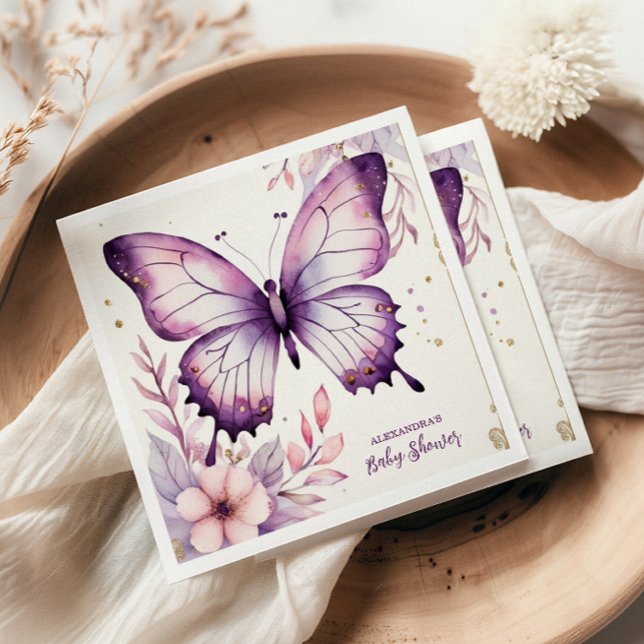 A Little Butterfly Is On Her Way Baby Shower Napkin (Creator Uploaded)