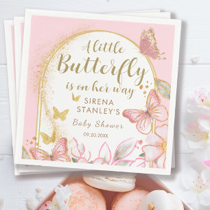 A Little Butterfly is on Her Way Girl Baby Shower Napkin