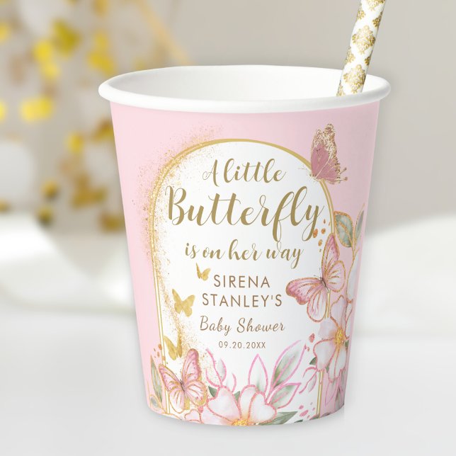 A Little Butterfly Is On Her Way Girl Baby Shower Paper Cups (Creator Uploaded)