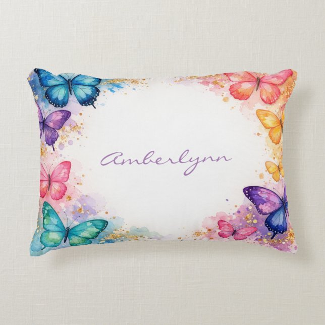 A Little Butterfly Is On It’s Way Glitter Decorative Cushion (Front)