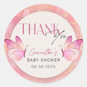 A Little Butterfly is on the Way Baby Shower Classic Round Sticker