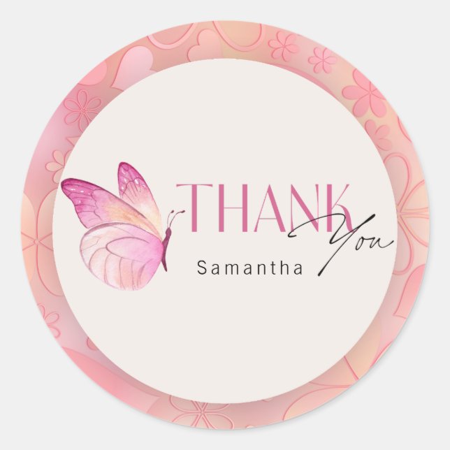 A Little Butterfly is on the Way Baby Shower Classic Round Sticker (Front)