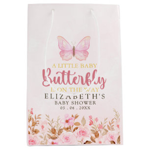 A Little Butterfly is on the Way, Baby Shower Girl Medium Gift Bag