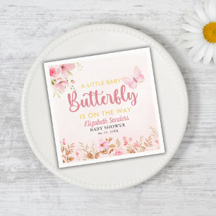 A Little Butterfly is on the Way, Baby Shower Girl Napkin
