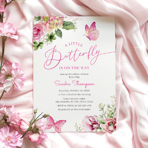 A Little Butterfly Is On The Way Baby Shower Invitation
