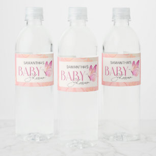 A Little Butterfly is on the Way Baby Shower Water Bottle Label