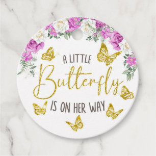 A little Butterfly is on the way Circle Favour Tag