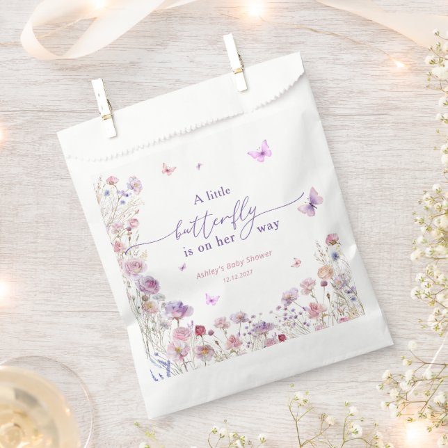 A Little Butterfly Is On The Way Cute Baby Shower Favour Bags (Clipped)