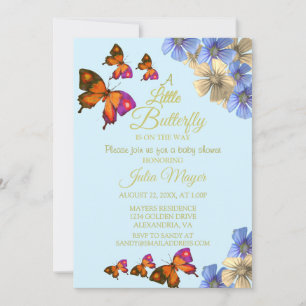 A Little Butterfly Is On The Way Floral Baby Invitation