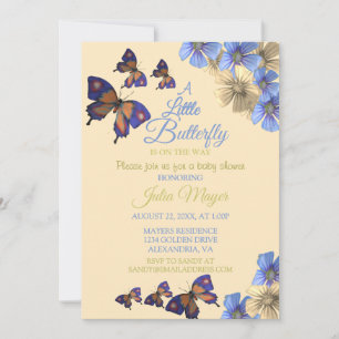 A Little Butterfly Is On The Way Floral Baby Invitation