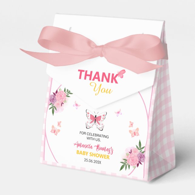 A Little Butterfly Is On The Way Girl Baby Shower Favour Box (Front Side)