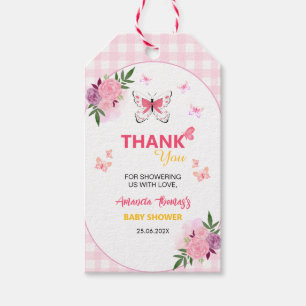 A Little Butterfly Is On The Way Pink Baby Shower Gift Tags