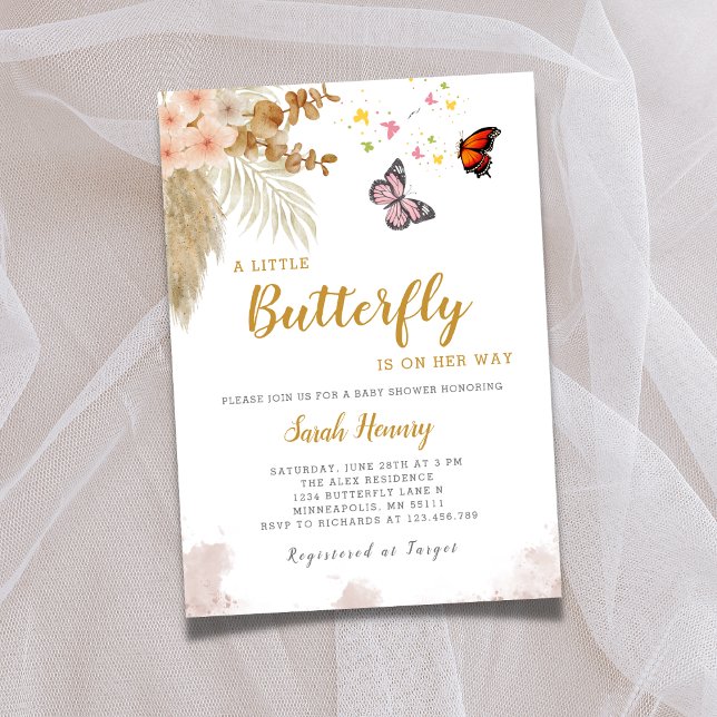 A little butterfly is on way floral baby shower invitation (Creator Uploaded)
