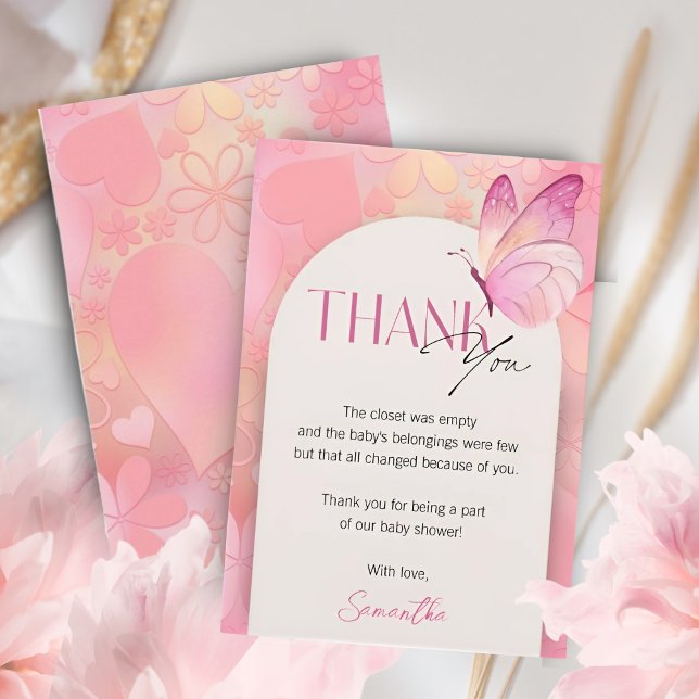 A Little Butterfly on the Way Baby Shower  Thank You Card (Creator Uploaded)