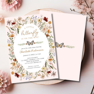 A Little Butterfly on the Way Floral Baby Shower Invitation