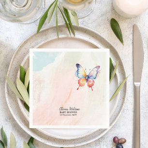 A little butterfly pastel whimsical Baby Shower Napkin