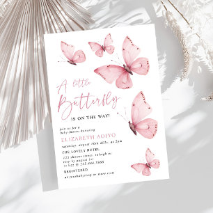 A Little Butterfly Pink Baby Shower Invitation