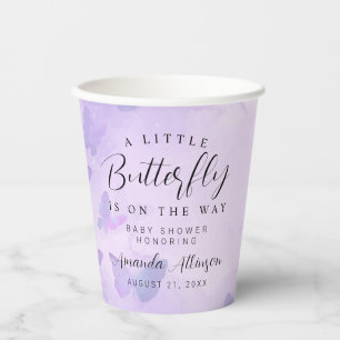 A Little Butterfly Purple Baby Shower Paper Cups