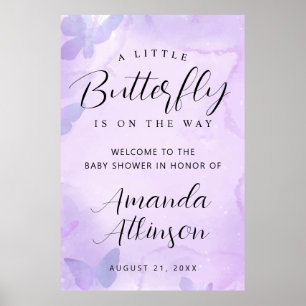 A Little Butterfly Purple Baby Shower Poster