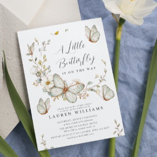 A Little Butterfly Rustic Watercolor Baby Shower Invitation