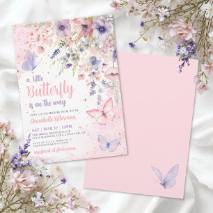 A Little Butterfly Wildflower Baby Shower Invitation