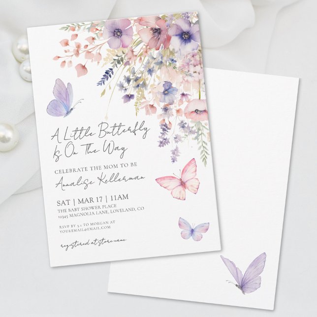 A Little Butterfly Wildflower Baby Shower Invitation (A Little Butterfly Wildflower Baby Shower Invitation)