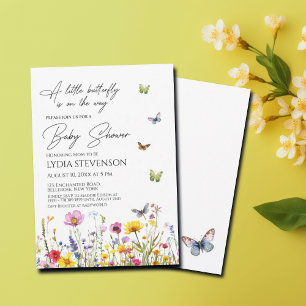 A Little Butterfly Wildflowers Baby Shower Invitation