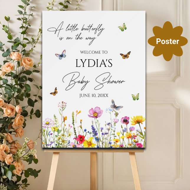 A Little Butterfly Wildflowers Baby Shower Welcome Poster (Creator Uploaded)