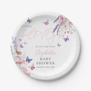 A Little Butterfly Wildflowers Floral Baby Shower Paper Plate
