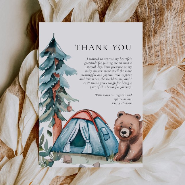 A Little Camper Forest Baby Shower Thank You Card (Creator Uploaded)