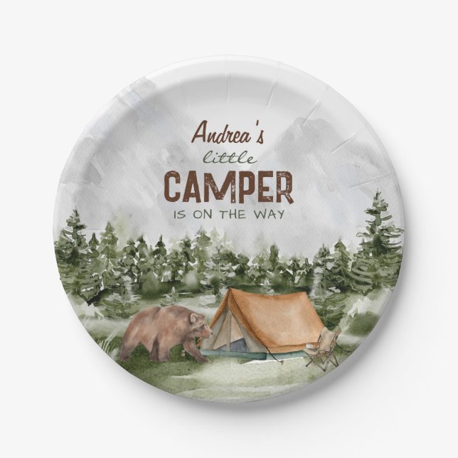 A little Camper is on the Way Baby Boy Shower Paper Plate (Front)