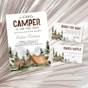 A little Camper on the Way Bear baby Boy Shower Invitation
