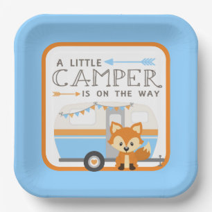A Little Camper RV Camper Baby Shower Blue Paper Plate