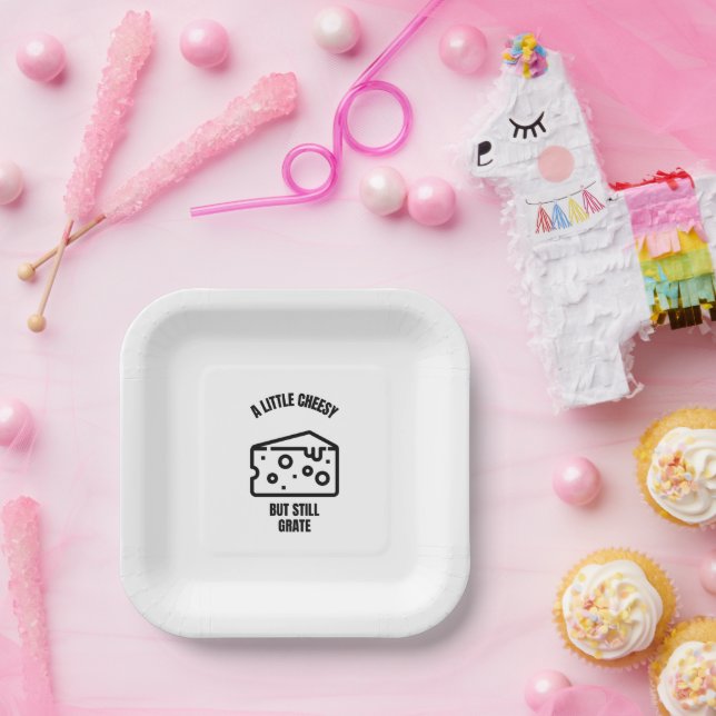 A little cheesy funny cheese pun jokes paper plate (Party)