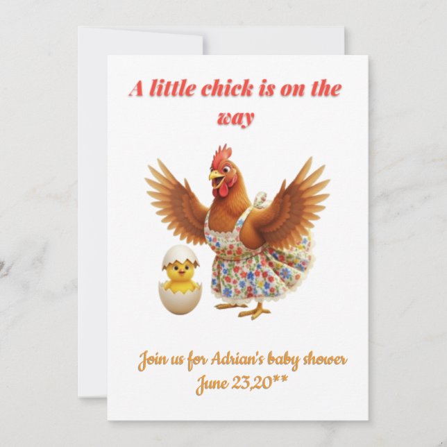 A little chick is on the way  invitation (Front)