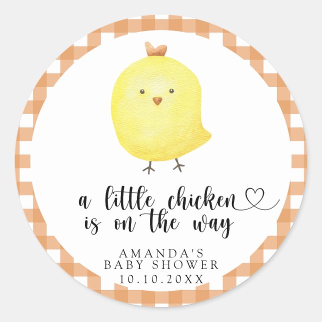 A little chicken is on the way - Baby Shower Classic Round Sticker (Front)