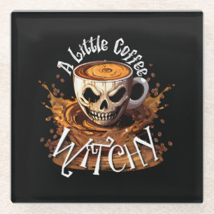 A Little Coffee Witchy Glass Coaster